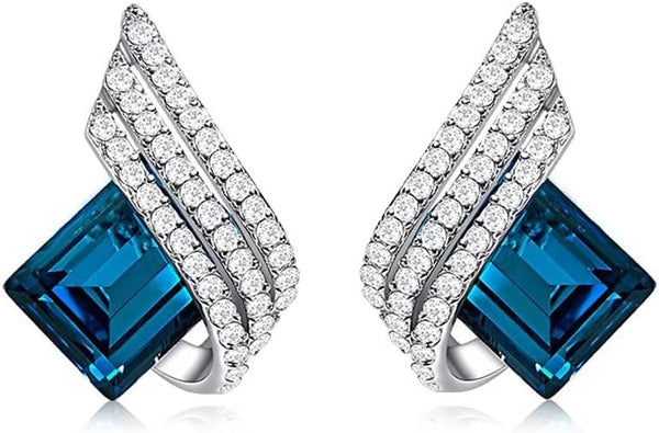 طقم مجوهرات: عقد بقلادة كريستال مطلي بالبلاتين